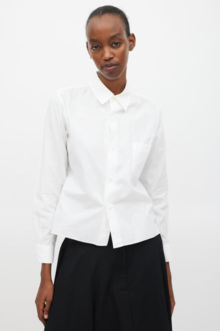 Comme des Garçons Black FW 2010 White Cotton Snap Button Front Shirt