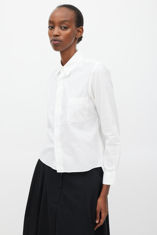 Comme des Garçons Black FW 2010 White Cotton Snap Button Front Shirt