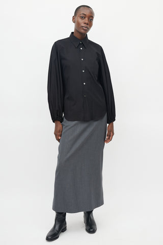 Comme des Garçons Black Button Up Bishop Sleeve Blouse