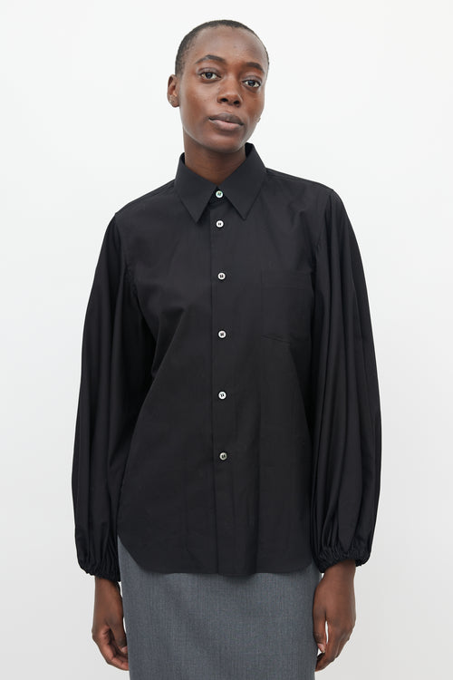 Comme des Garçons Black Button Up Bishop Sleeve Blouse