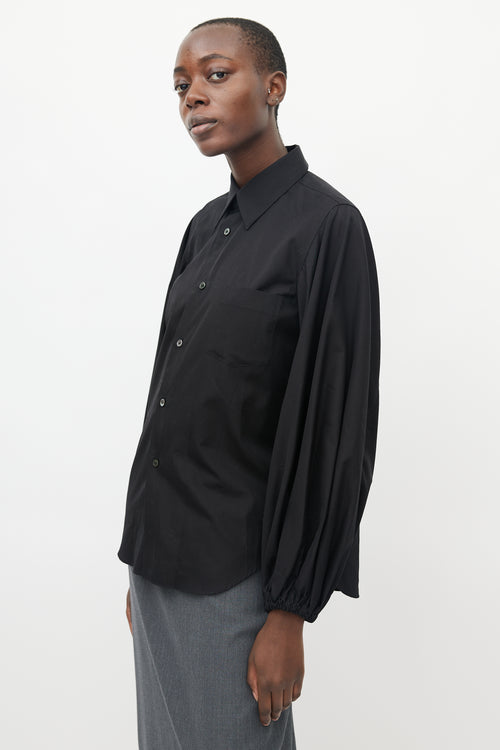 Comme des Garçons Black Button Up Bishop Sleeve Blouse