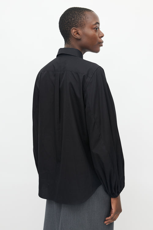 Comme des Garçons Black Button Up Bishop Sleeve Blouse