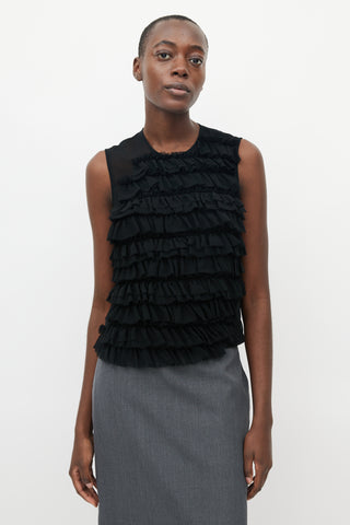 Comme des Garçons Black Sheer Ruffle Top