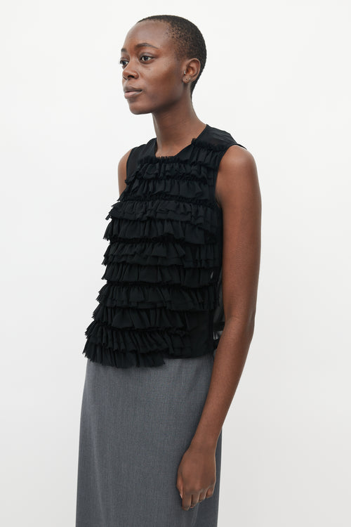 Comme des Garçons Black Sheer Ruffle Top