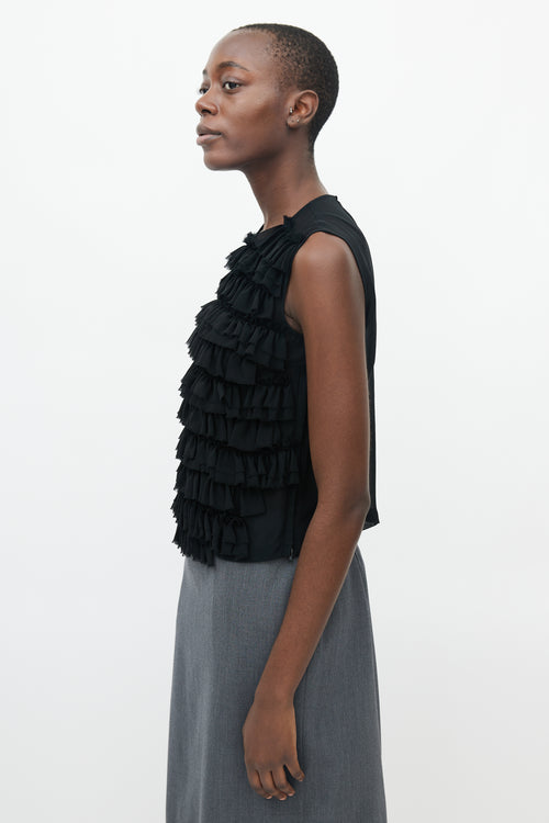 Comme des Garçons Black Sheer Ruffle Top