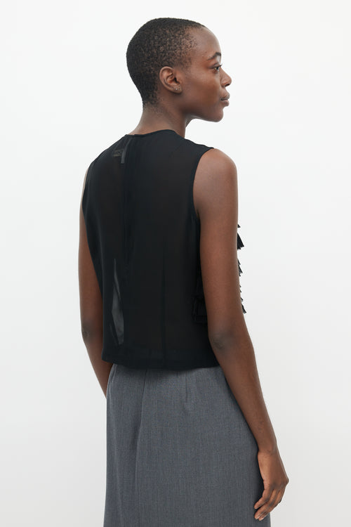 Comme des Garçons Black Sheer Ruffle Top