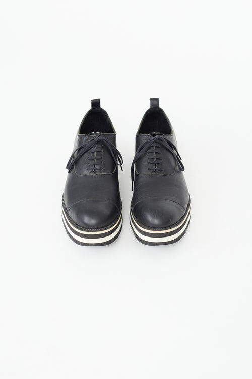 Comme des Garçons Black Leather Stripe Platform Oxford