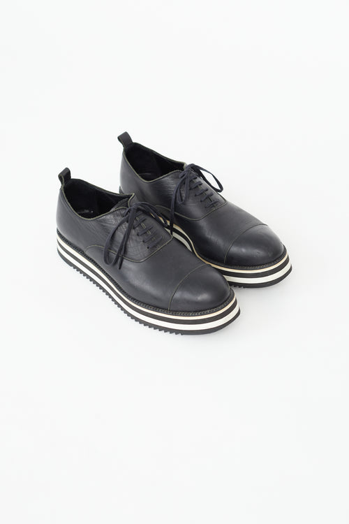 Comme des Garçons Black Leather Stripe Platform Oxford