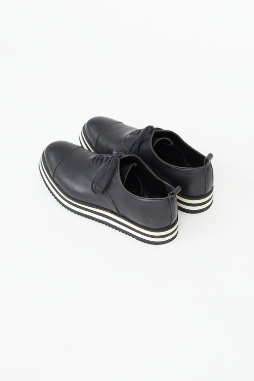 Comme des Garçons Black Leather Stripe Platform Oxford