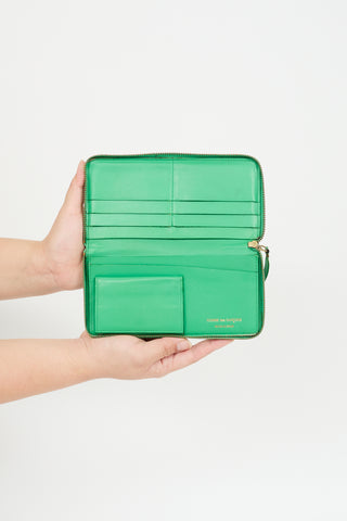 Comme des Garçons Green Leather Zip Long Wallet