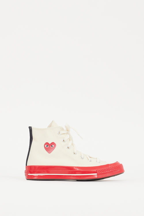 Comme des Garçons X Converse White 
Red Chuck 70 Sneaker