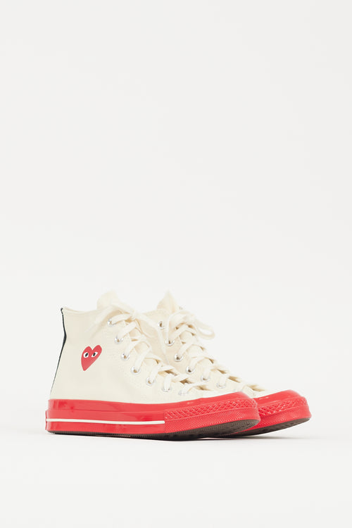 Comme des Garçons X Converse White 
Red Chuck 70 Sneaker