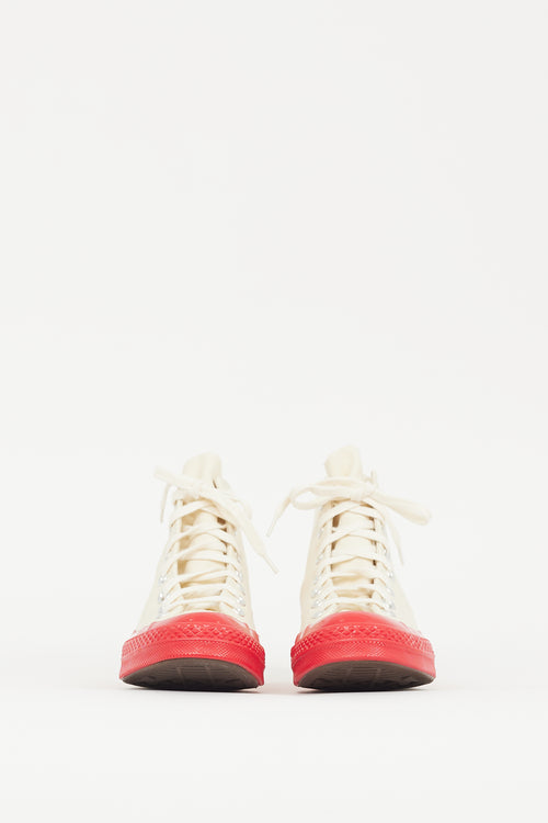 Comme des Garçons X Converse White 
Red Chuck 70 Sneaker