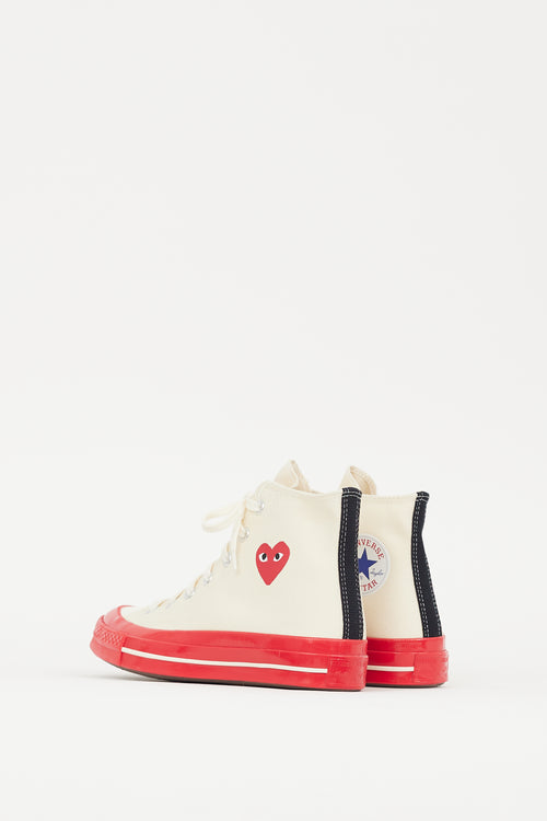 Comme des Garçons X Converse White 
Red Chuck 70 Sneaker