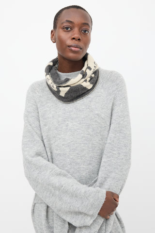 Comme des Garçons Play Dark Grey 
Cream Intarsia Infinity Scarf