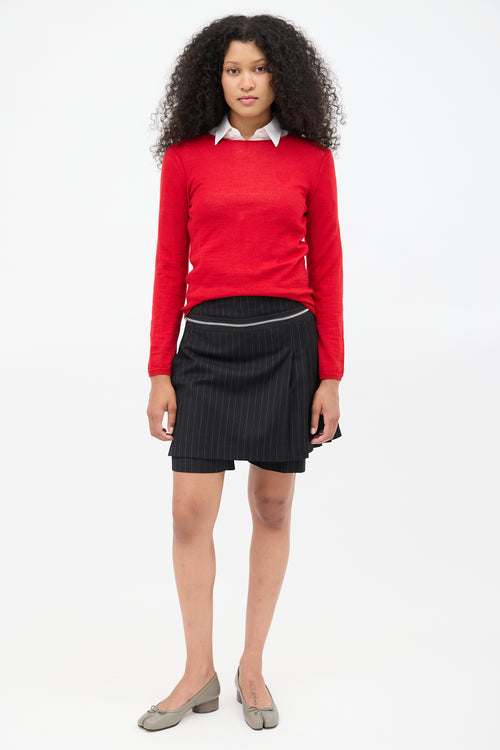 Comme des Garçons Red Knit Crewneck Sweater