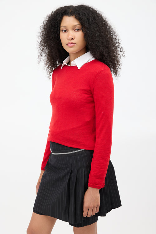 Comme des Garçons Red Knit Crewneck Sweater