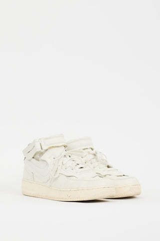 Comme des Garçons X Nike White Leather Air Force 1 Mid Sneaker