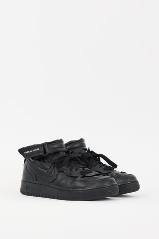 Comme des Garçons X Nike Black Leather Air Force 1 Mid Sneaker