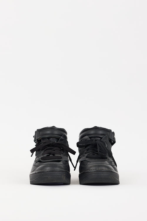 Comme des Garçons X Nike Black Leather Air Force 1 Mid Sneaker