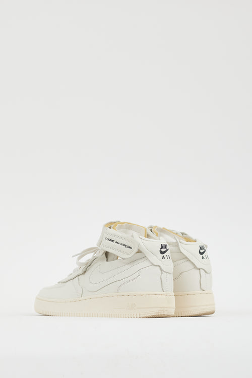 Comme des Garçons X Nike White Air Force 1 Mid Sneaker