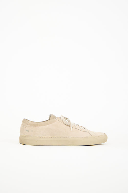 Woman by Common Projects Beige Suede Achilles Low Sneaker