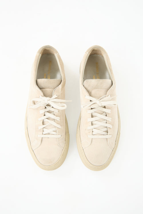 Woman by Common Projects Beige Suede Achilles Low Sneaker