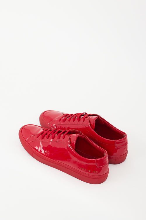 Common Projects Red Archilles Patent Leather Sneaker