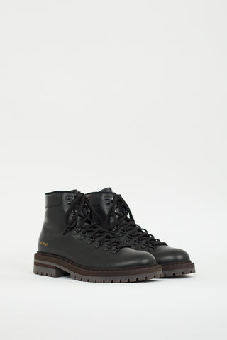 Common Projects Black Leather Combat Boot