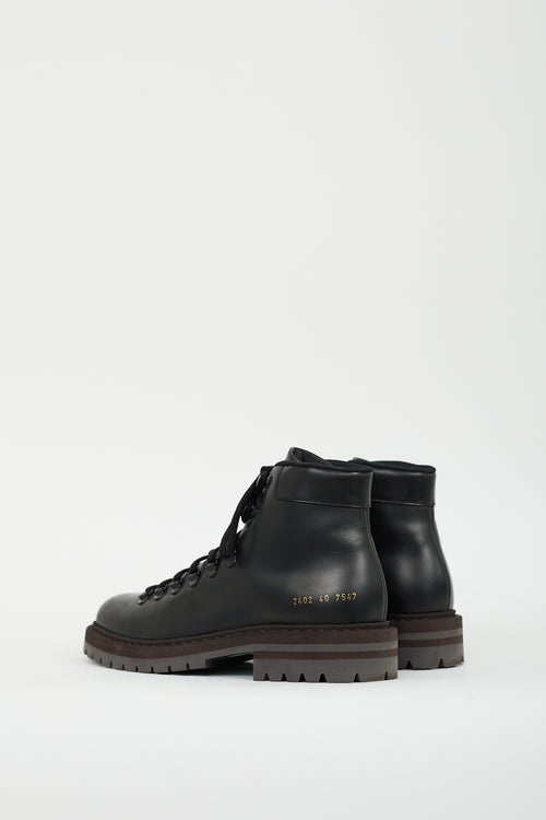 Common Projects Black Leather Combat Boot