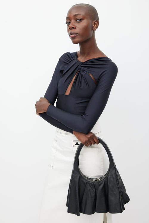 Coperni Black Leather Ghost Swipe Skirted Bag