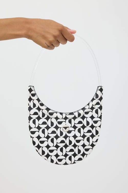 Coperni Black 
White Faux Leather Monogram Ring Swipe Bag