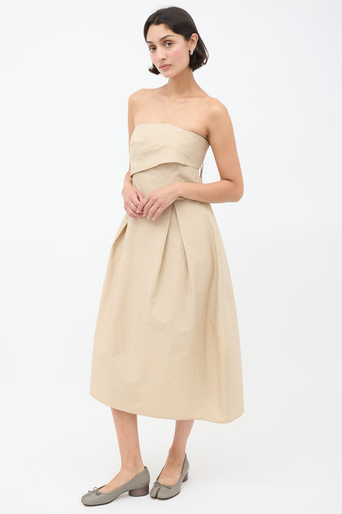 Cordera Beige Strapless A-Line Midi Dress