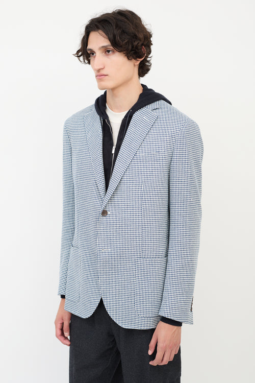 Corneliani Blue 
White Cotton Houndstooth Blazer