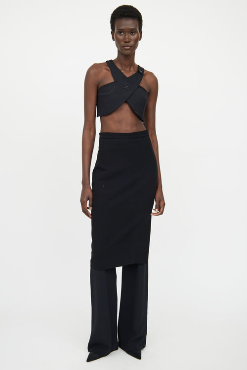 Courreges Black Crossover Crop Top