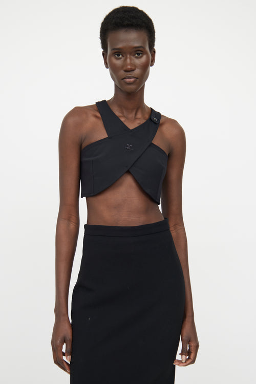 Courreges Black Crossover Crop Top