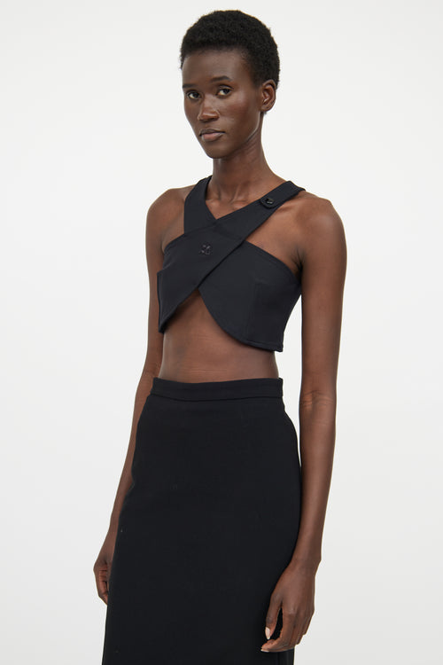 Courreges Black Crossover Crop Top