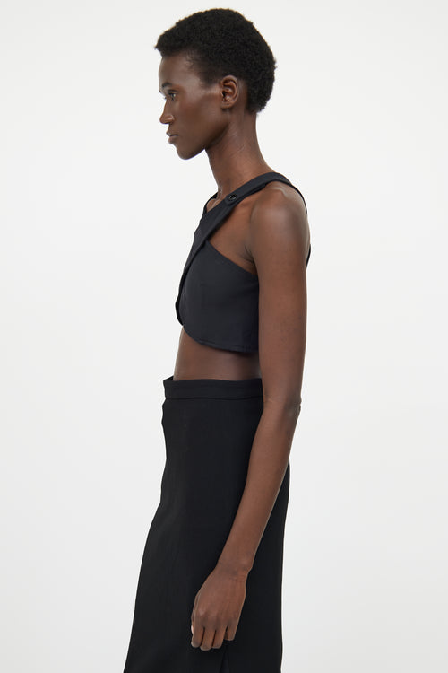 Courreges Black Crossover Crop Top