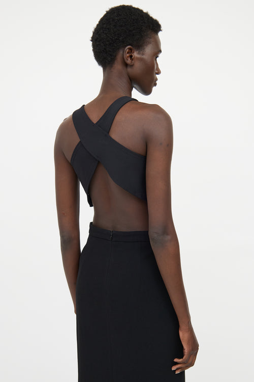 Courreges Black Crossover Crop Top