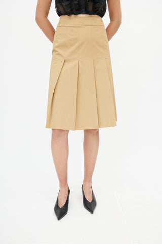 Courrèges Brown Nylon Pleated Skirt