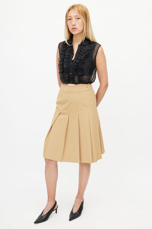 Courrèges Brown Nylon Pleated Skirt