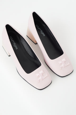 Courrèges Pink Satin Logo Heel