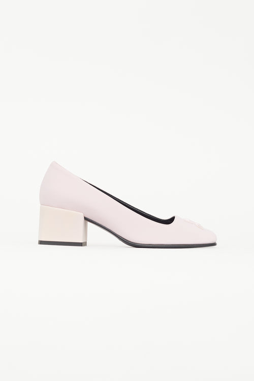 Courrèges Pink Satin Logo Heel