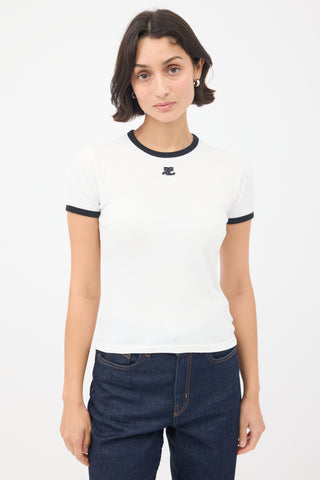 Courrèges White 
Black Logo Ringer T-Shirt