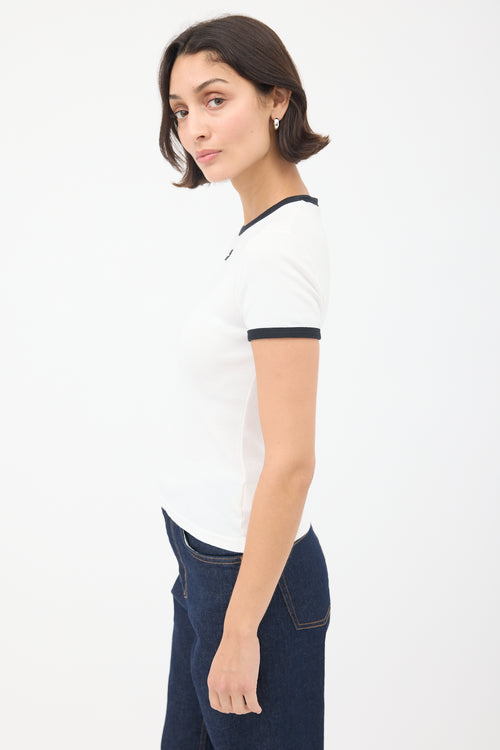 Courrèges White 
Black Logo Ringer T-Shirt