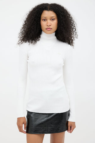 Courrèges White Ribbed Knit Logo Top