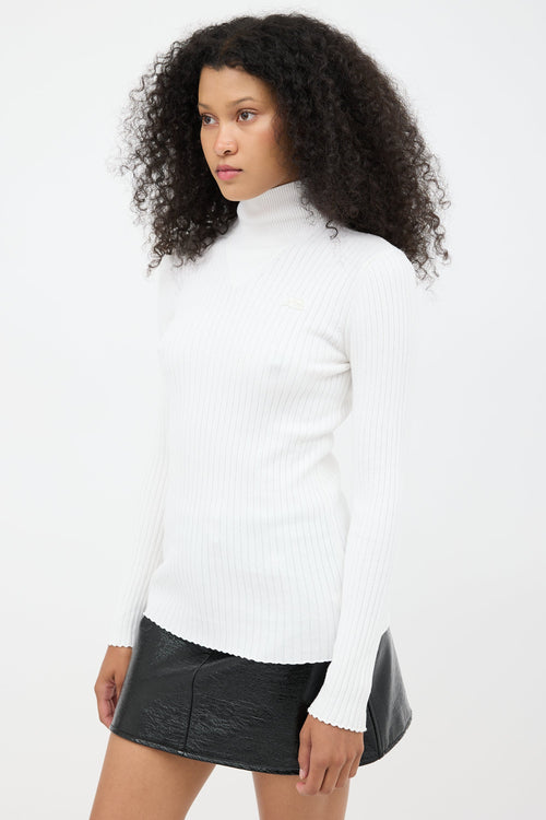 Courrèges White Ribbed Knit Logo Top