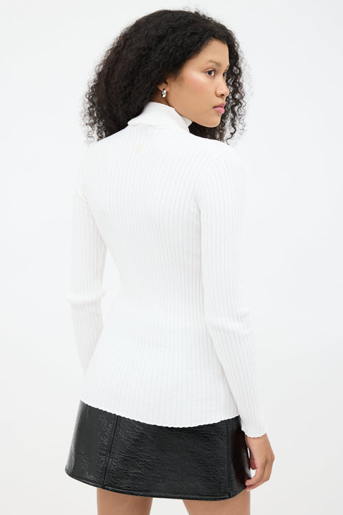 Courrèges White Ribbed Knit Logo Top