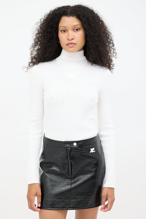 Courrèges White Ribbed Knit Logo Top