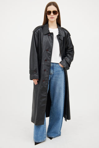 VSP Archive Black Leather Trench Coat